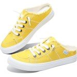 Lemon Yellow Canvas Slip-On Fashion Mules for Women