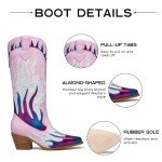 GOSERCE Colorful Flame Embellished Knee-High Boots