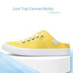 Lemon Yellow Canvas Slip-On Fashion Mules for Women