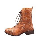 Women's Colorful Ethnic Flower Combat Boots