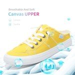 Lemon Yellow Canvas Slip-On Fashion Mules for Women