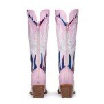 GOSERCE Colorful Flame Embellished Knee-High Boots