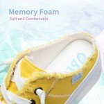 Lemon Yellow Canvas Slip-On Fashion Mules for Women