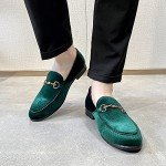 Colorful Men's Slip-On Loafers - Green Casual Shoes