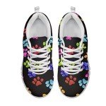 Colorful Paws Print Women's Athletic Running Shoes