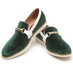 Green Velvet Casual Loafers for Men