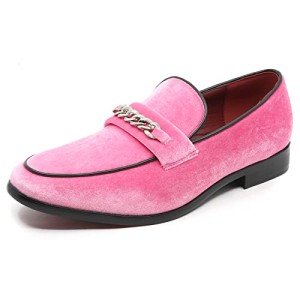 Men's Pink Vintage Velvet Dress Loafers