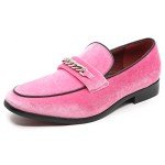 Men's Pink Vintage Velvet Dress Loafers