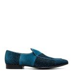 Teal Velour Slip-On Loafers for Men