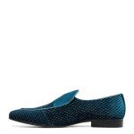 Teal Velour Slip-On Loafers for Men