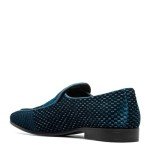 Teal Velour Slip-On Loafers for Men