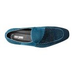 Teal Velour Slip-On Loafers for Men