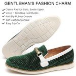 Green Velvet Casual Loafers for Men