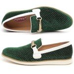 Green Velvet Casual Loafers for Men