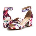 Floral Ankle Strap Low Heel Pump Sandals