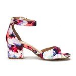 Floral Ankle Strap Low Heel Pump Sandals