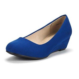 Colorful Royal Blue Mid Wedge Heel Pumps