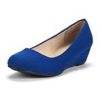Colorful Royal Blue Mid Wedge Heel Pumps