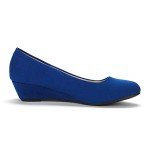 Colorful Royal Blue Mid Wedge Heel Pumps