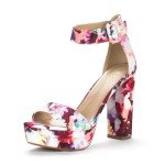Floral Hi-Lo High Heel Platform Pumps for Women