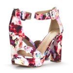 Floral Hi-Lo High Heel Platform Pumps for Women