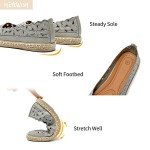 HEAWISH Women's Grey Daisy Ballet Flat Shoes