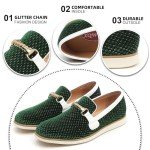 Green Velvet Casual Loafers for Men