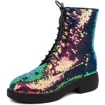 Colorful Glitter Combat Boots for Women