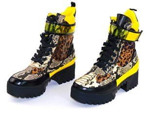 Cape Robbin Leopard Platform Combat Boots for Women