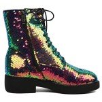 Colorful Glitter Combat Boots for Women