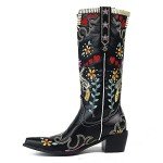 Floral Embroidered Cowgirl Boots for Women