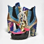 Colorful Rhinestone Cowboy Ankle Boots for Women