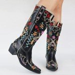 Floral Embroidered Cowgirl Boots for Women
