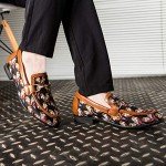 Colorful Men's Patterned Leather Slip-On Loafers