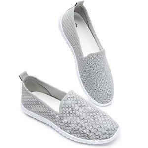 Women's Breathable Mesh Slip-On Flats in Grey