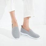 Women's Breathable Mesh Slip-On Flats in Grey