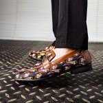 Colorful Men's Patterned Leather Slip-On Loafers