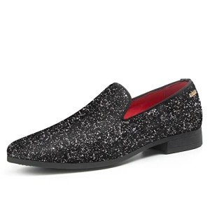 Men's Glittery Black Slip-On Driving Shoes