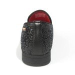 Men's Glittery Black Slip-On Driving Shoes