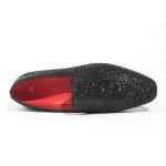 Men's Glittery Black Slip-On Driving Shoes