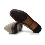 Beige Suede Moc-Toe Penny Loafers for Men