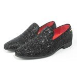 Men's Glittery Black Slip-On Driving Shoes
