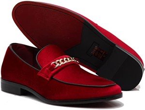 Men's Red Slip-On Moccasins with Buckle
