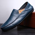Men's Stylish Leather Slip-On Shoes - Blue