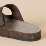 Brown Adjustable Faux Cork Slide Sandals for Men
