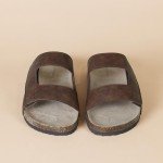 Brown Adjustable Faux Cork Slide Sandals for Men
