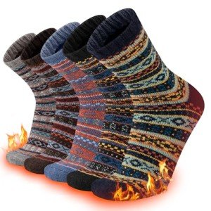 Cooplux Colorful Thermal Wool Socks for Men (5 Pairs)
