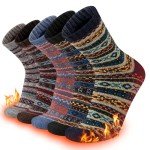 Cooplux Colorful Thermal Wool Socks for Men (5 Pairs)