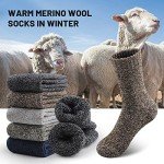 Men's Thick Merino Wool Hiking Socks - 5 Pairs