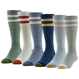 Men's Retro Stripe Crew Socks - 6 Pairs